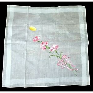 Vintage Embroidered Mother Floral Handkerchief